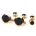 Black Diamond Dust Tuxedo Studs and Cufflinks